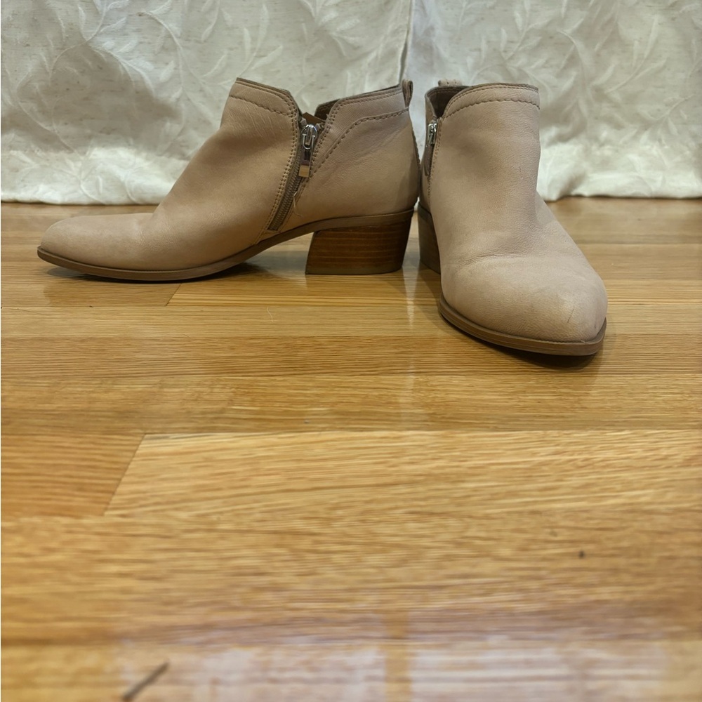 Franco Sarto Tan Ankle Booties with Stacked Heel